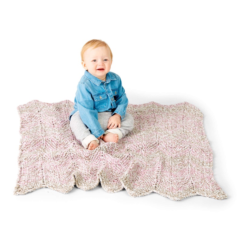 Bernat Chevron Stripes Knit Baby Blanket