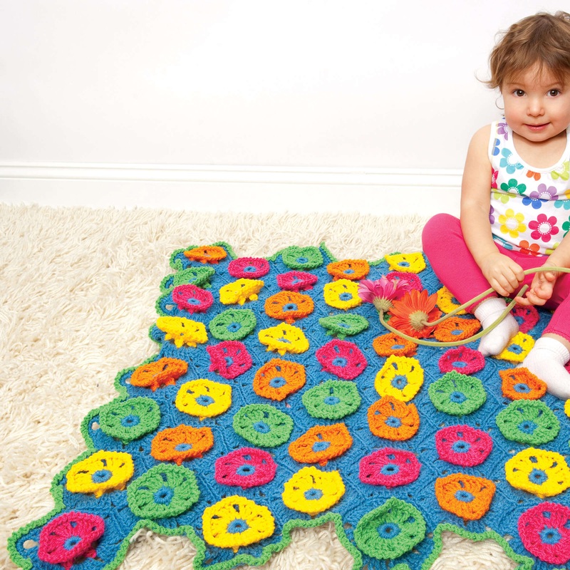 Red Heart Blossom Crochet Blanket