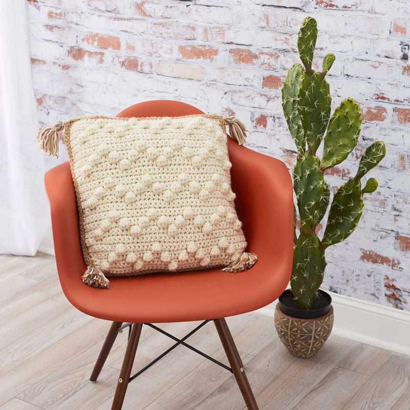 Red Heart Bobble Stitch Pillow