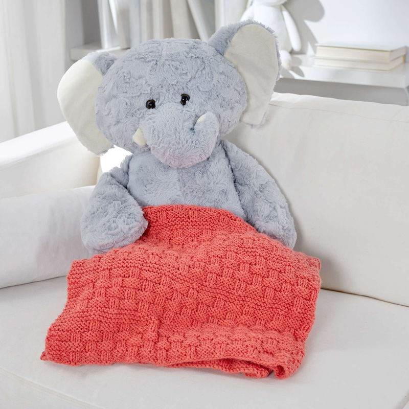 Red Heart Bright and Cuddly Basketweave Knit Blanket
