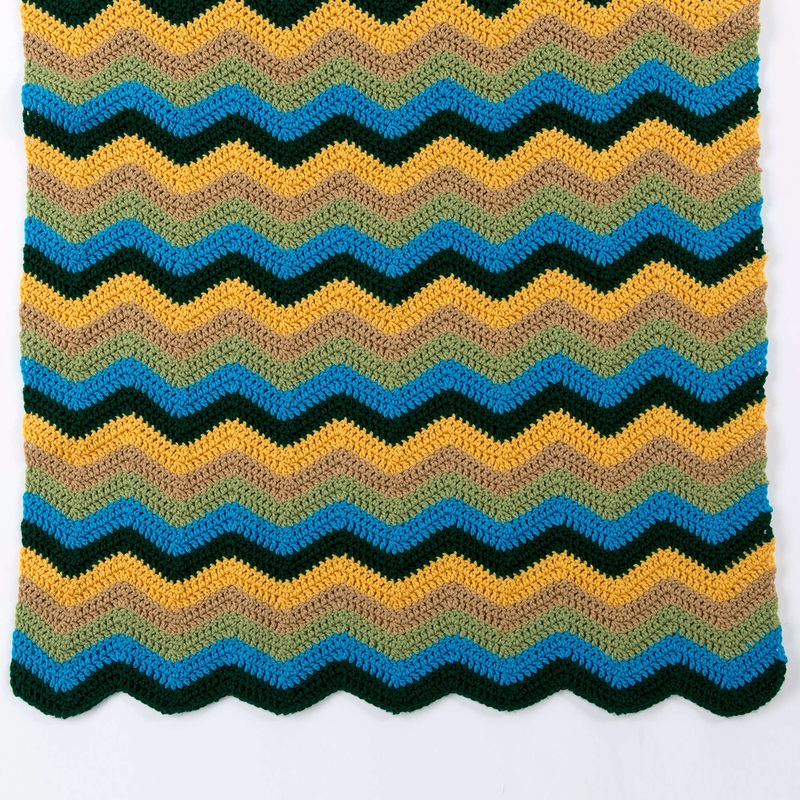 Red Heart Crochet 5-Color Radiating Ripple Throw