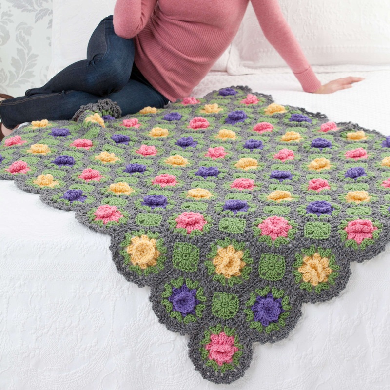 Red Heart Crochet a Garden of Flowers Throw