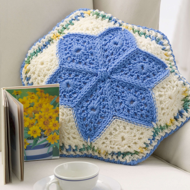 Red Heart Crochet Alaska Snow Flowers Pillow
