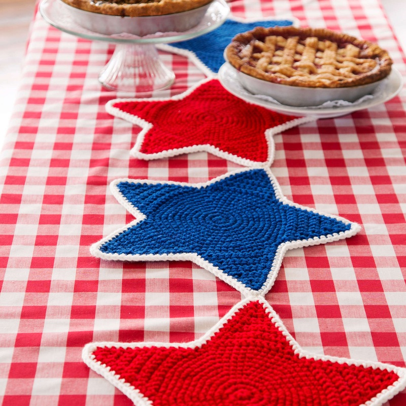 Red Heart Crochet Americana Star Table Runner