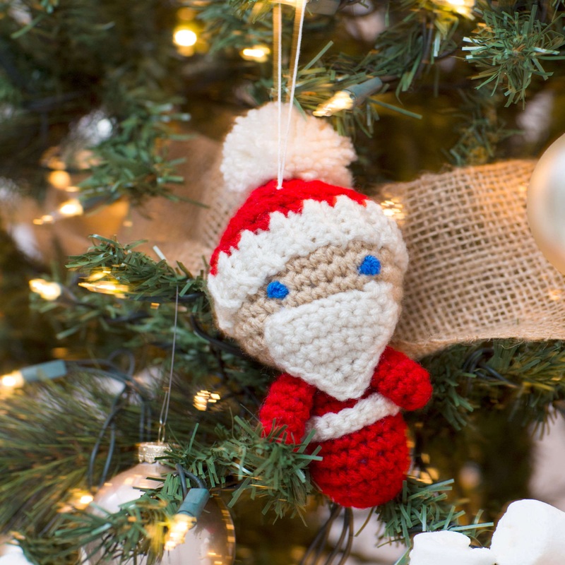 Red Heart Crochet Amigurumi Santa Ornaments