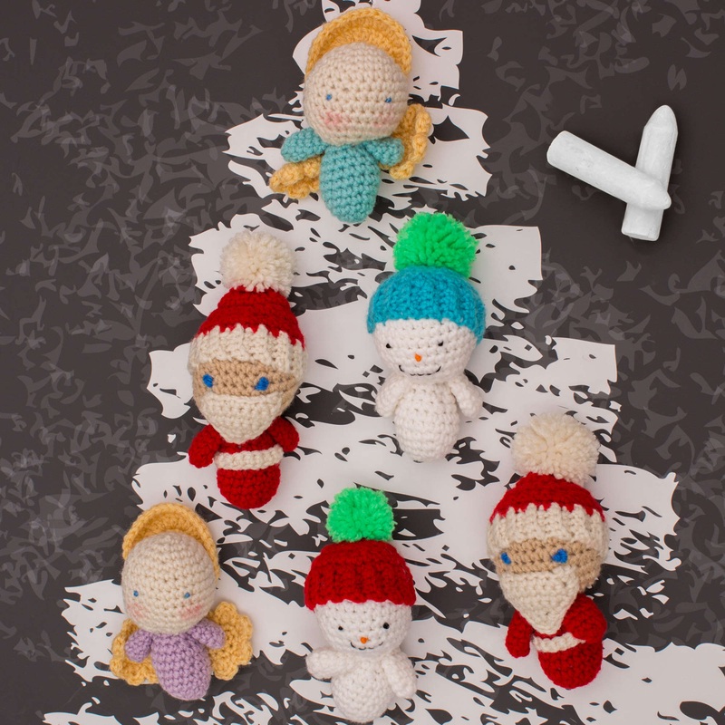 Red Heart Crochet Amigurumi Snowman Ornaments