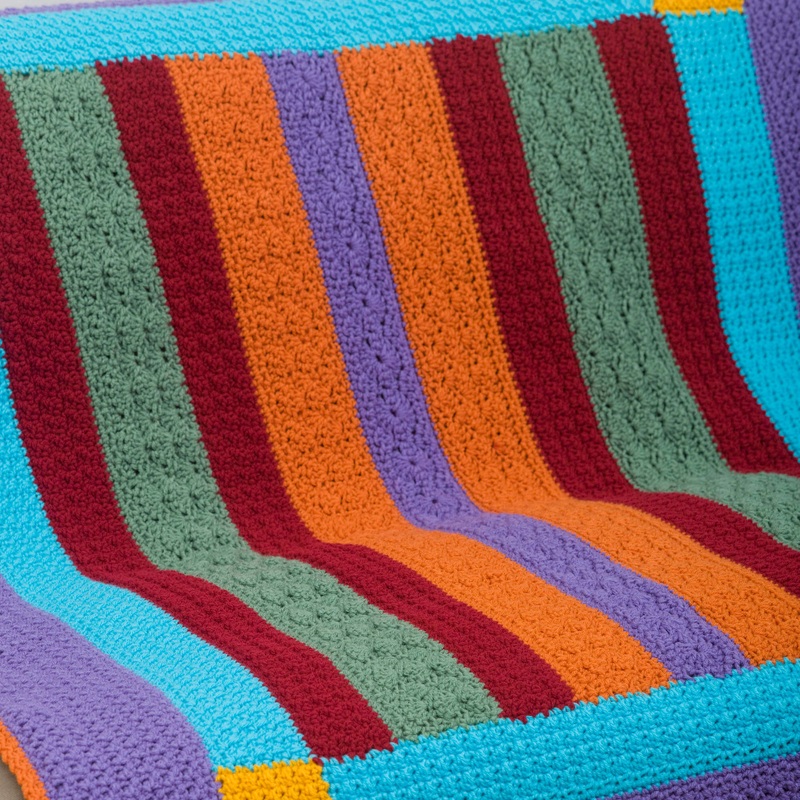 Red Heart Crochet Amish Bars Throw