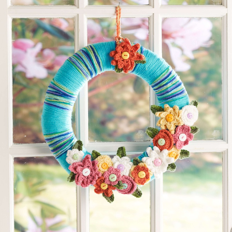 Red Heart Crochet April Flowers Wreath