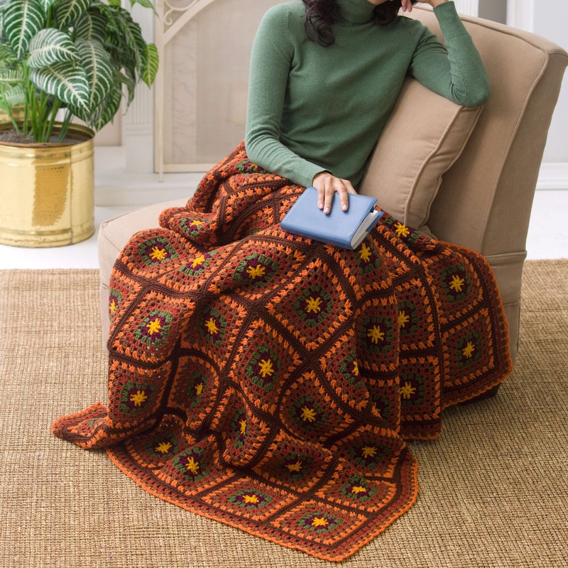 Red Heart Crochet Autumn Beauty Throw