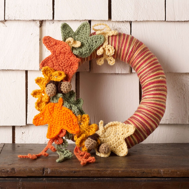 Red Heart Crochet Autumn Leaves Wreath