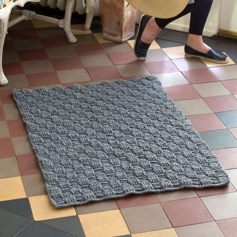 Red Heart Crochet Basketweave Chunky Rug
