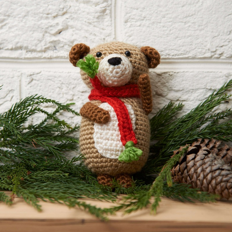 Red Heart Crochet Bear Ornament