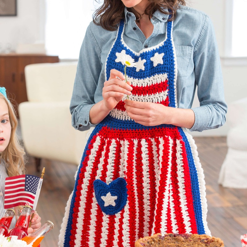 Red Heart Crochet Betsy Ross Patriotic Apron