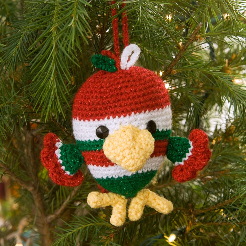 Red Heart Crochet Bird Ornament