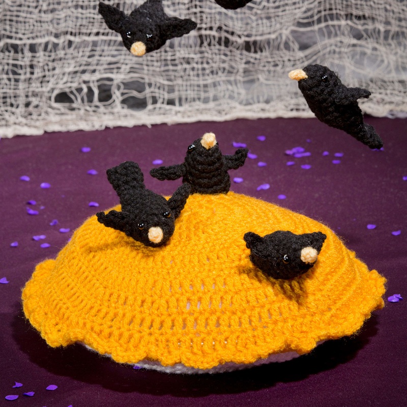 Red Heart Crochet Blackbirds Baked In a Pie