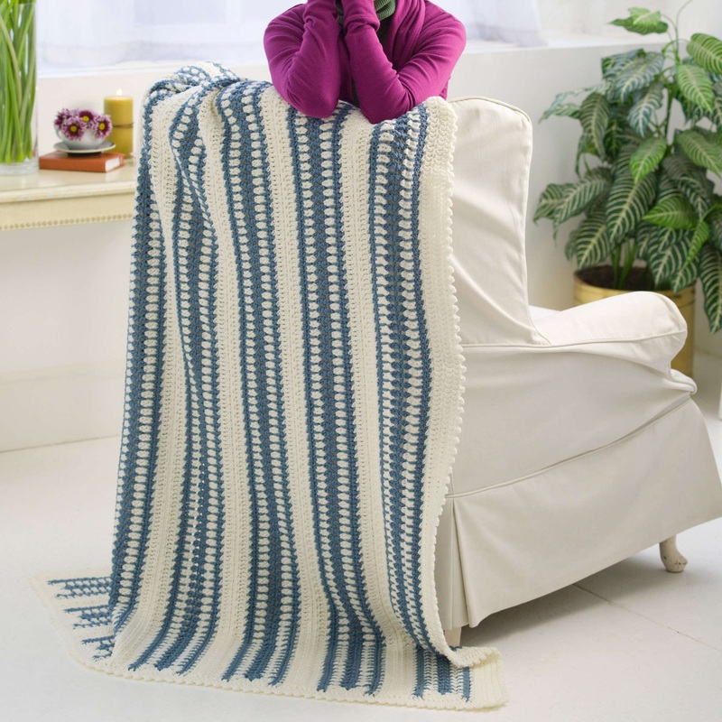 Red Heart Crochet Blue Ice Throw