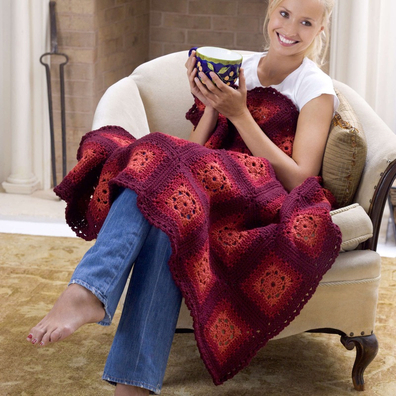 Red Heart Crochet Blushing Grannies Afghan