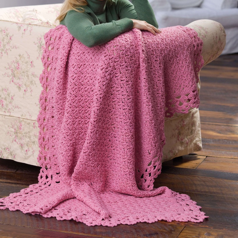 Red Heart Crochet Blushing Rose Throw
