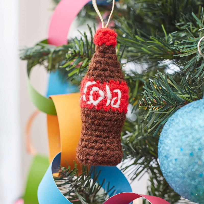 Red Heart Crochet Bottle of Cola Ornament