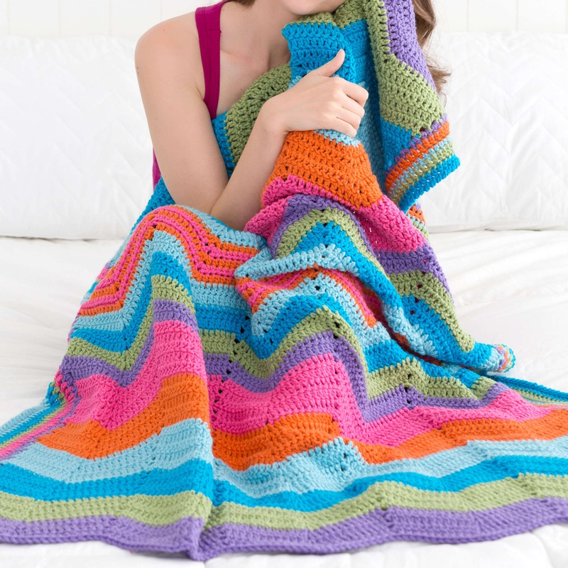 Red Heart Crochet Bright Ripple Throw