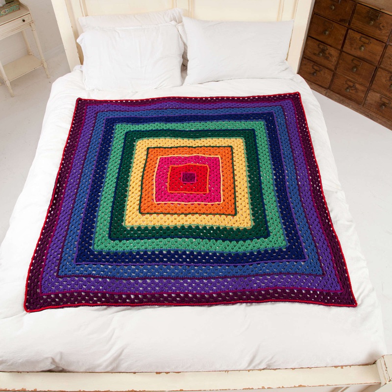 Red Heart Crochet Bright Squares Art Throw