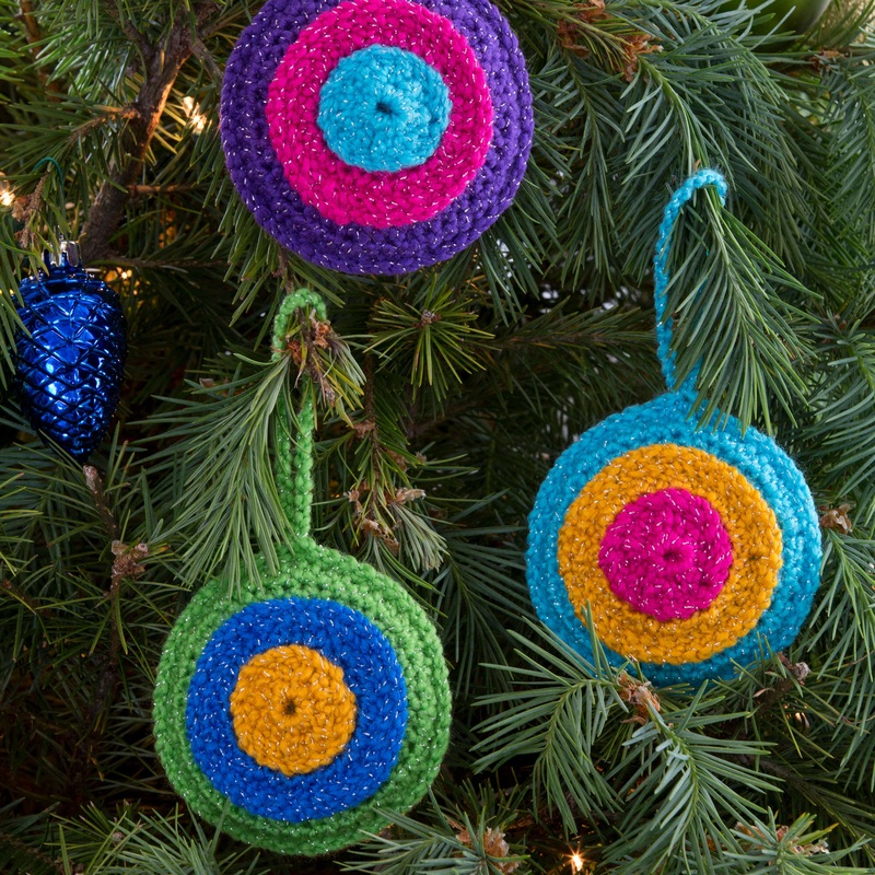 Red Heart Crochet Bull’s-Eye Ornaments