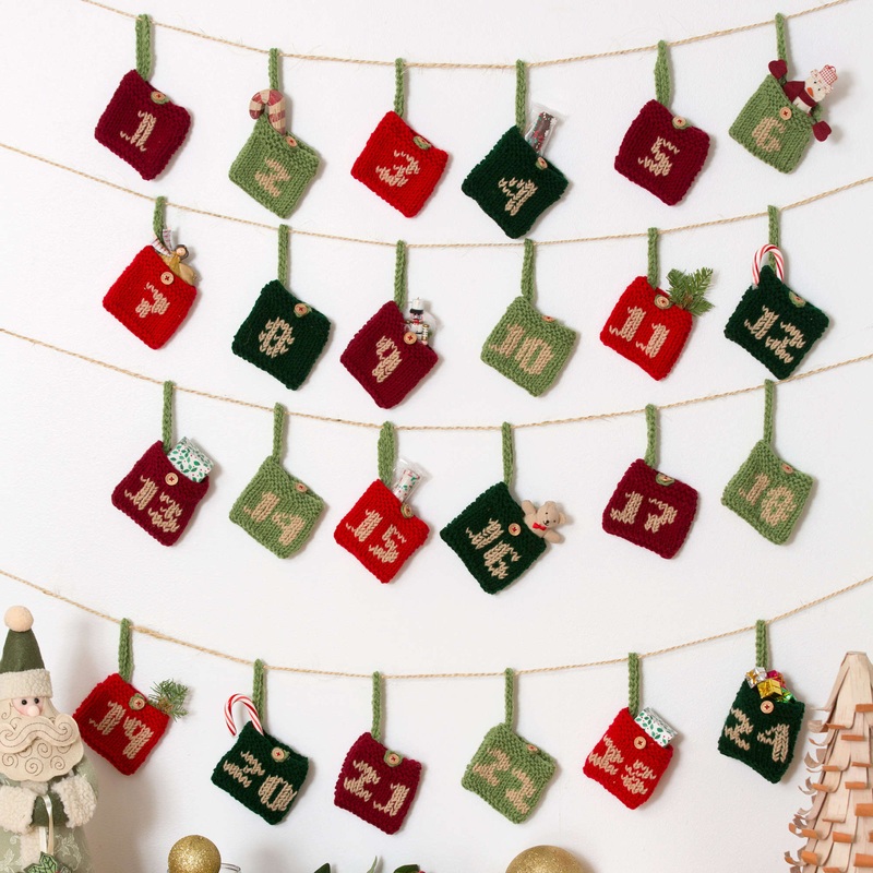 Red Heart Knit Advent Calendar Gift Pockets