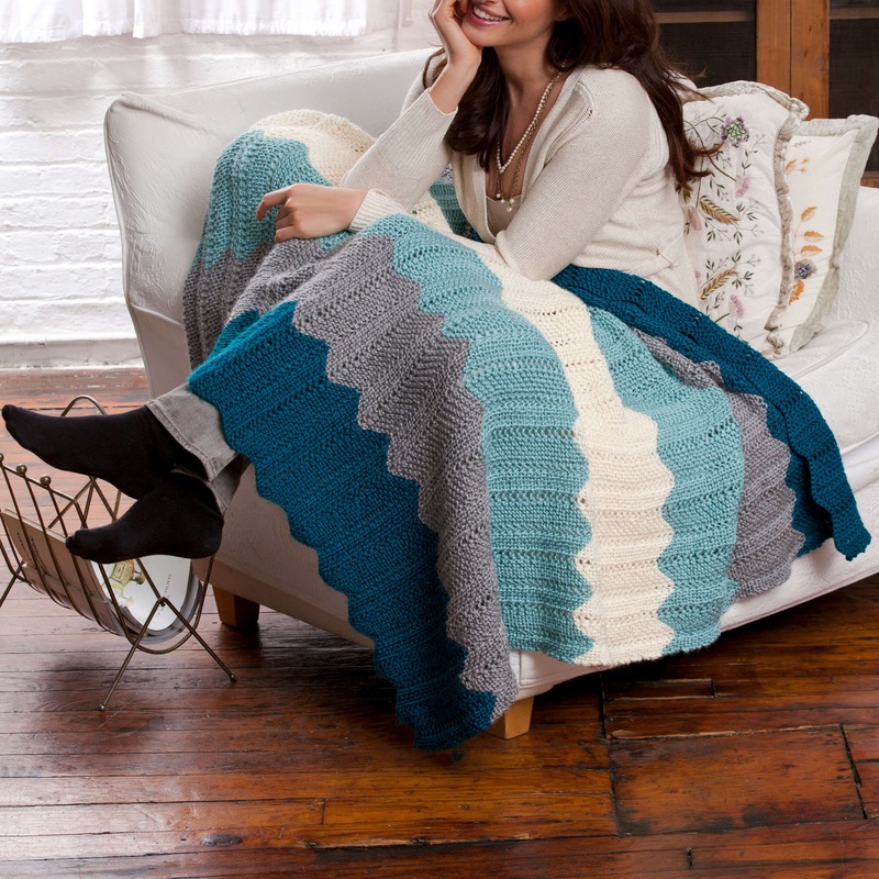 Red Heart Chevron Knit Throw|Single Size