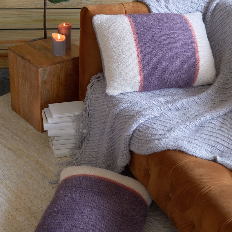 Red Heart Color-Block Knit Pillows