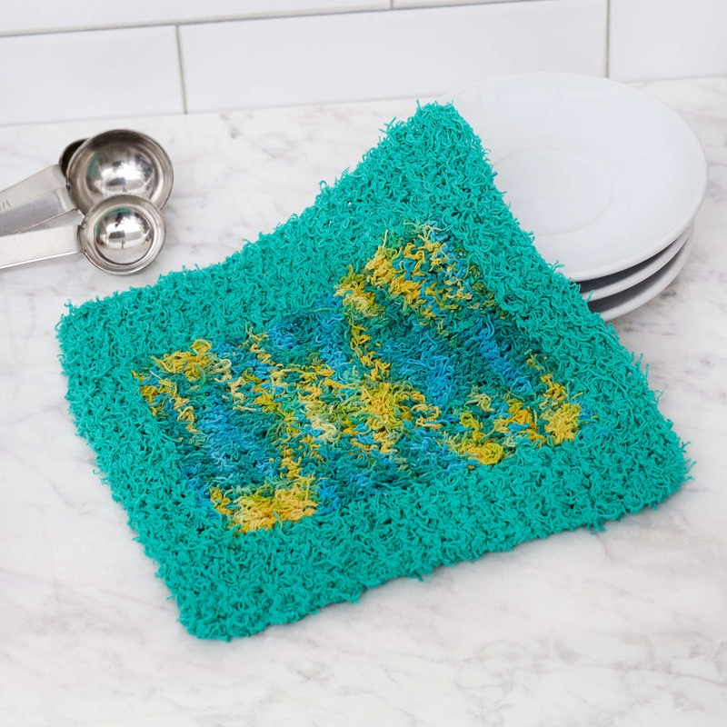 Red Heart Colorblock Knit Washcloth