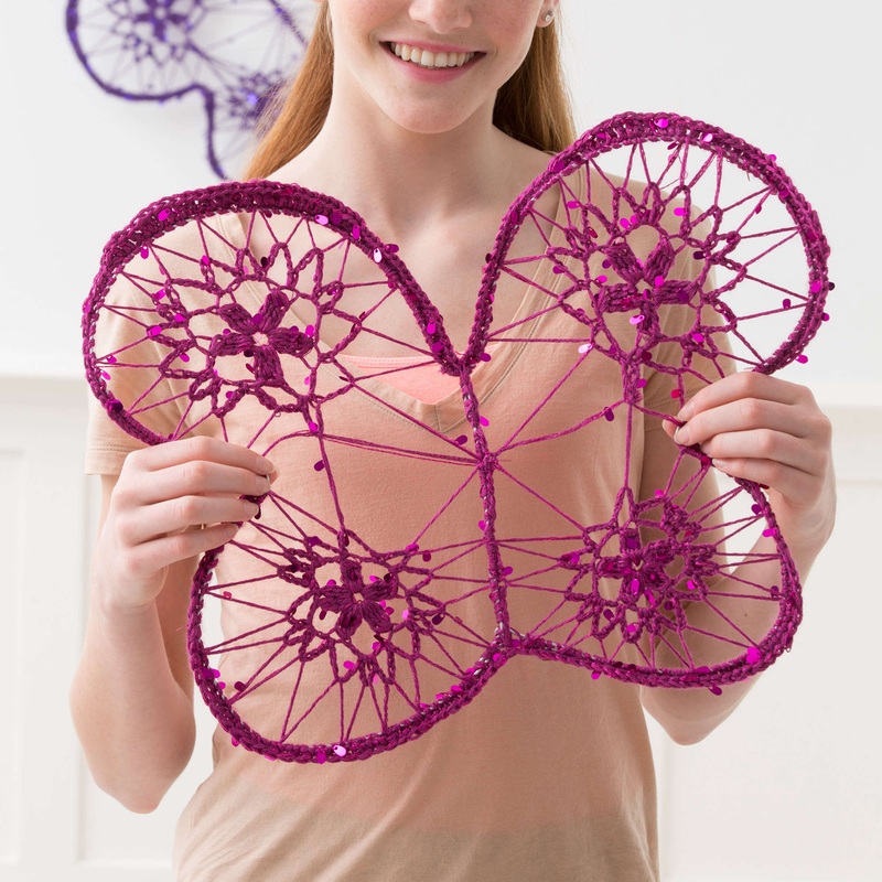 Red Heart Crochet Butterfly Wall Art