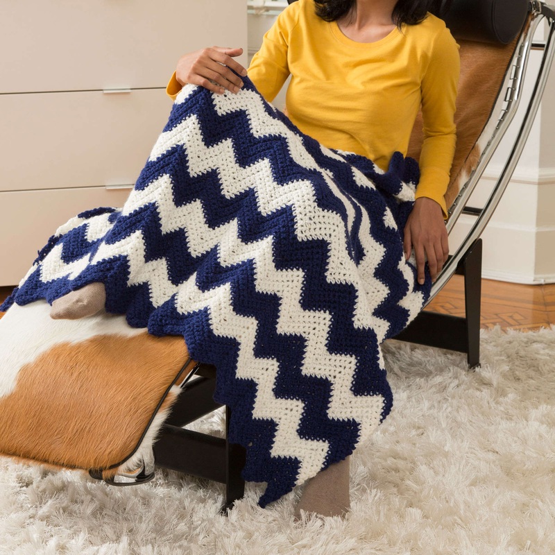 Red Heart Crochet Cabin Chic Chevron Throw
