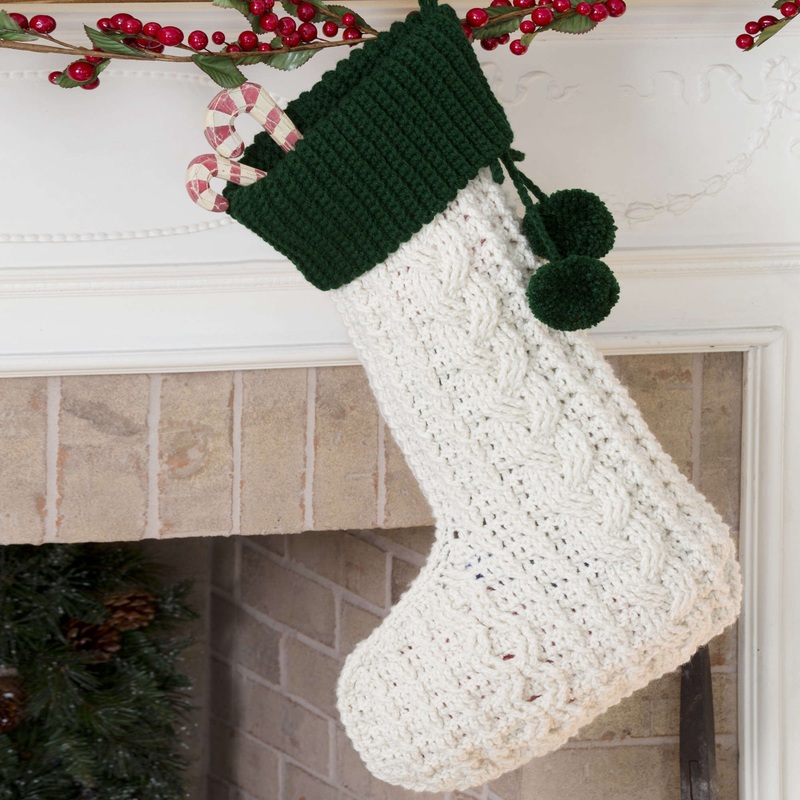 Red Heart Crochet Cable Stocking