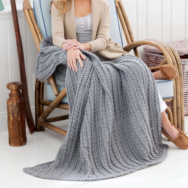 Red Heart Crochet Cabled & Shell Throw