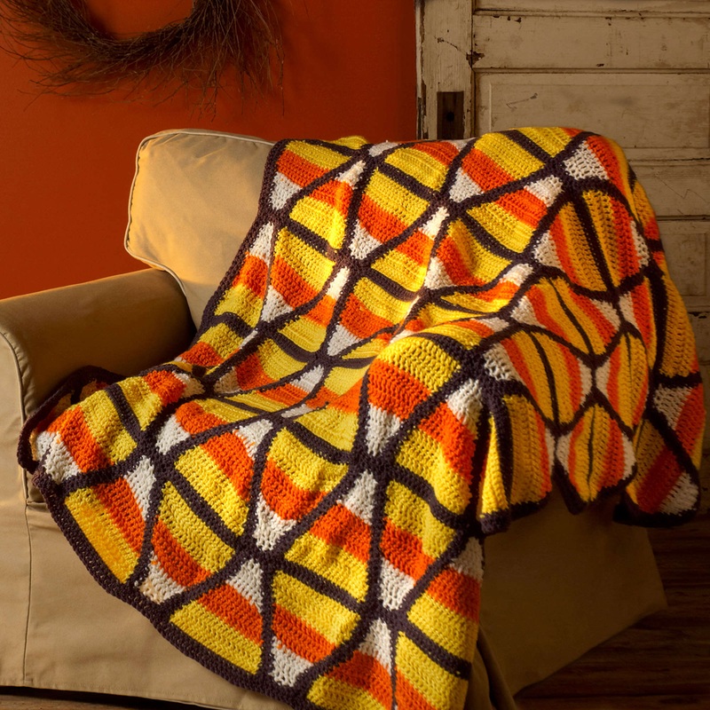 Red Heart Crochet Candy Corn Throw
