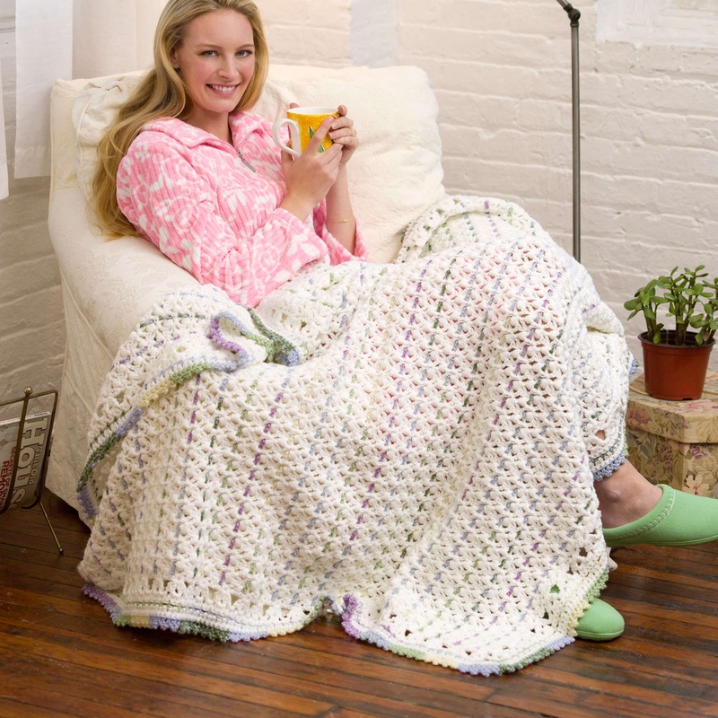Red Heart Crochet Chain Stripes Throw