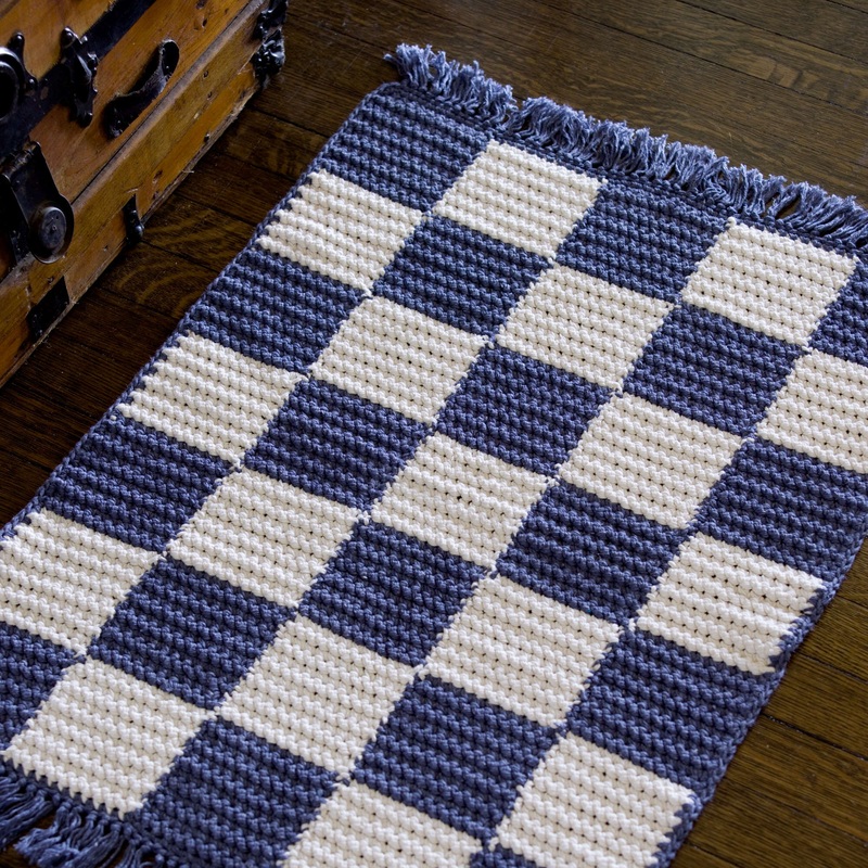 Red Heart Crochet Checkerboard Rug