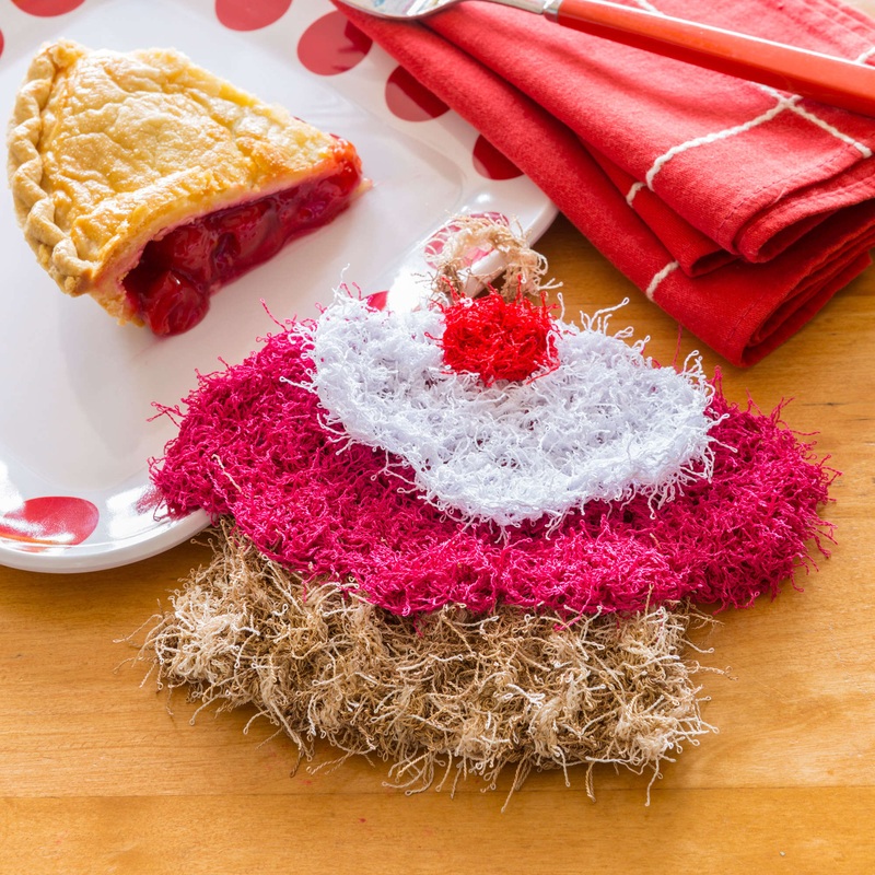 Red Heart Crochet Cherry Pie Scrubby