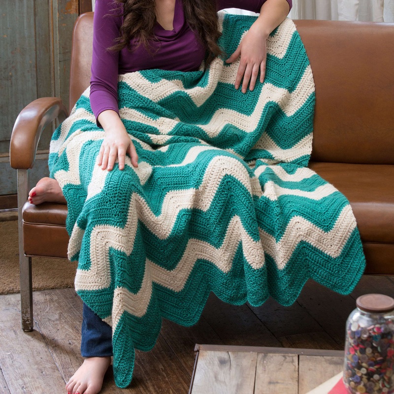 Red Heart Crochet Chic Chevron Throw