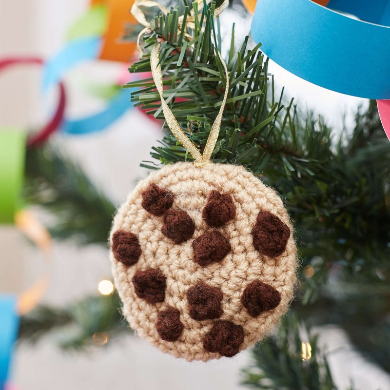 Red Heart Crochet Chocolate Chunk Cookie Ornament