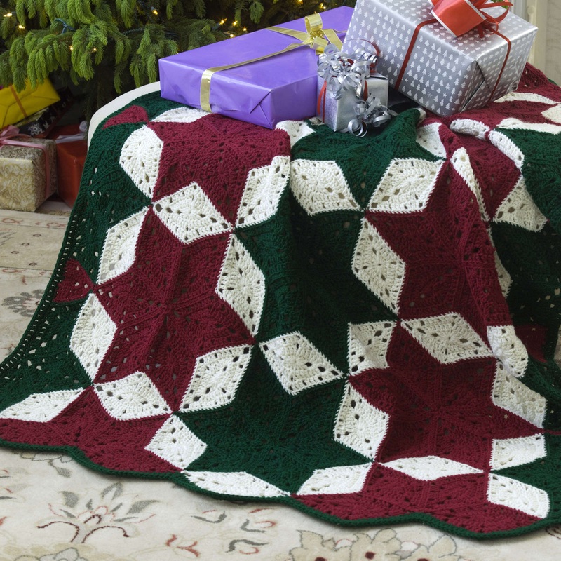 Red Heart Crochet Christmas Star Throw