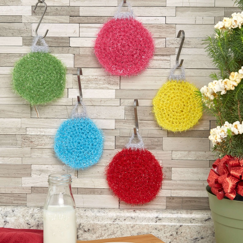 Red Heart Crochet Christmas Tree Ornament Scrubbies