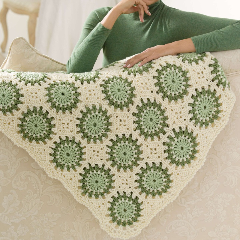 Red Heart Crochet Circles In Octagons Throw