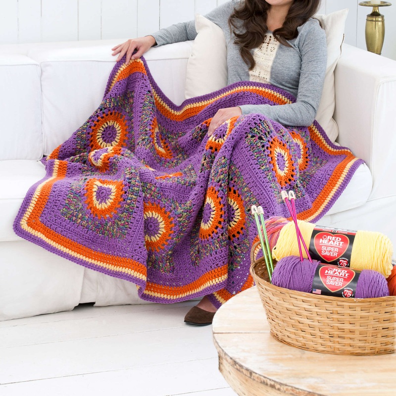Red Heart Crochet Circles Throw