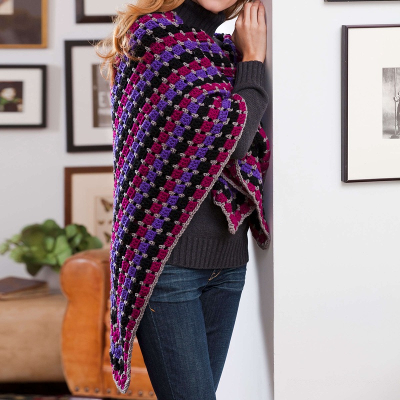 Red Heart Crochet City Squares Throw