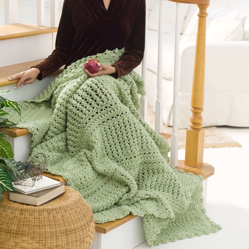 Red Heart Crochet Cluster Lace Throw