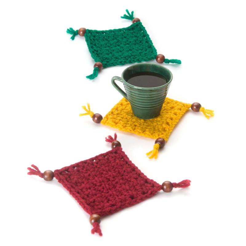 Red Heart Crochet Coaster Set|Single Size