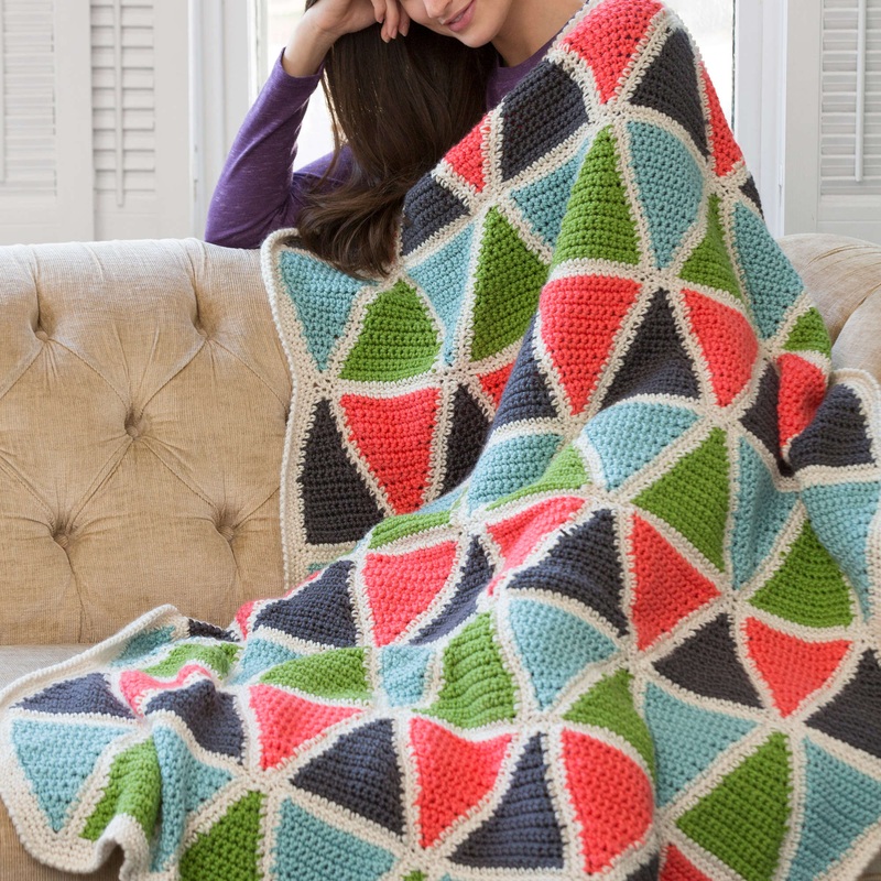 Red Heart Crochet Colorful Triangle Throw