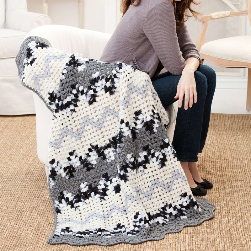 Red Heart Crochet Contemporary Granny Ripple Throw