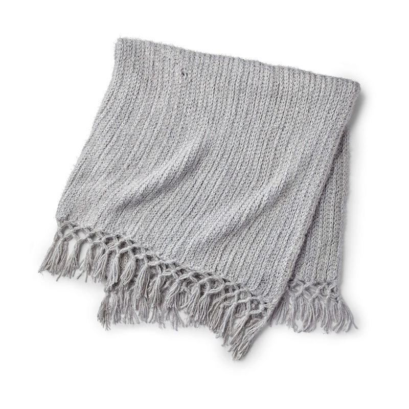 Red Heart Crochet Cozy Time Fringe Throw